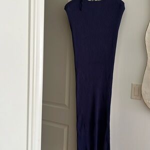 COS. Navy ribbed cap sleeve midi dress. Size xs. NWT
